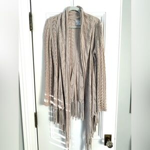 Chic Beige Women's Cardigan with Fringe